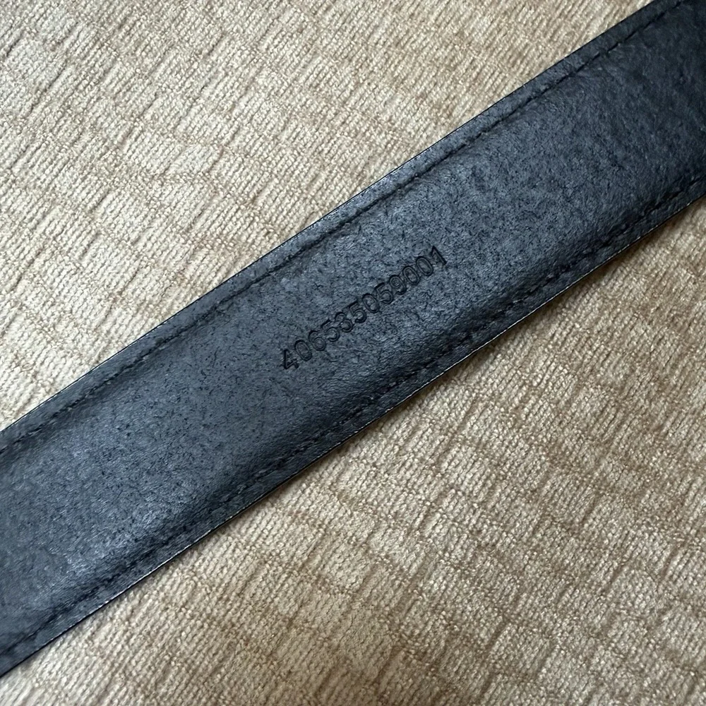 Polo Ralph Lauren Belt Mens 58 Black Leather Silver Buckle Casual Dress Classic